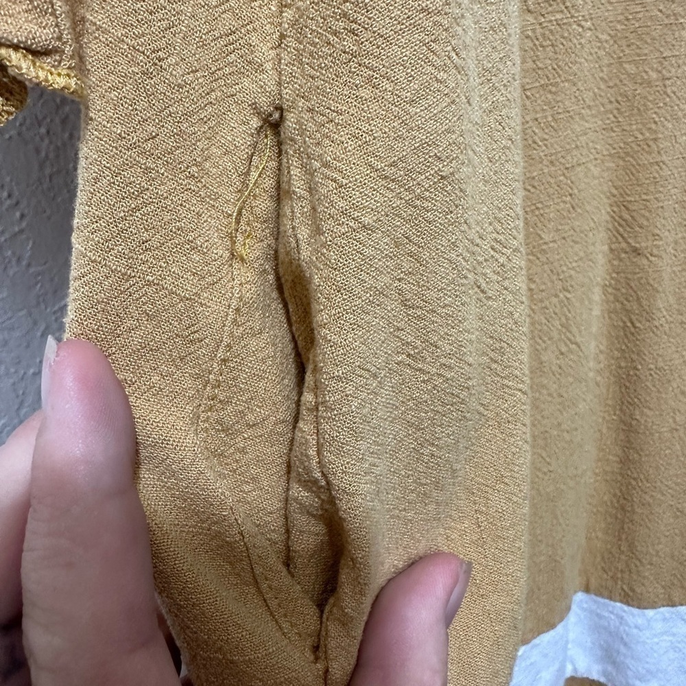 Ces Femme Cotton Boho Mustard and Cream Midi dress-S - Picture 7 of 7